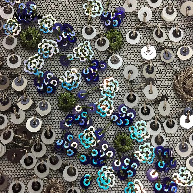 Latest Nigerian French Tulle Lace with Sequin High Quality African Sequins Lace Fabric