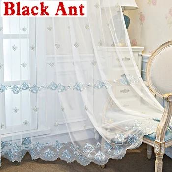 

Europe Romantic Sheer Curtain for Living Room Mesh Fabric Soft Tulle Curtain for Bedroom Natural Drape Cortinas X678#40