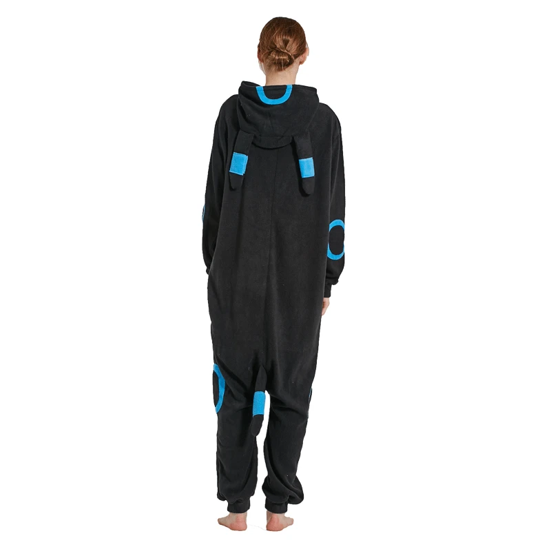 Кигуруми мультфильм Onesie покемон косплей Umbreon пижамы для девочек и женщин взрослых Черный пижамы вечерние комбинезон зимний комбинезон для сна XL