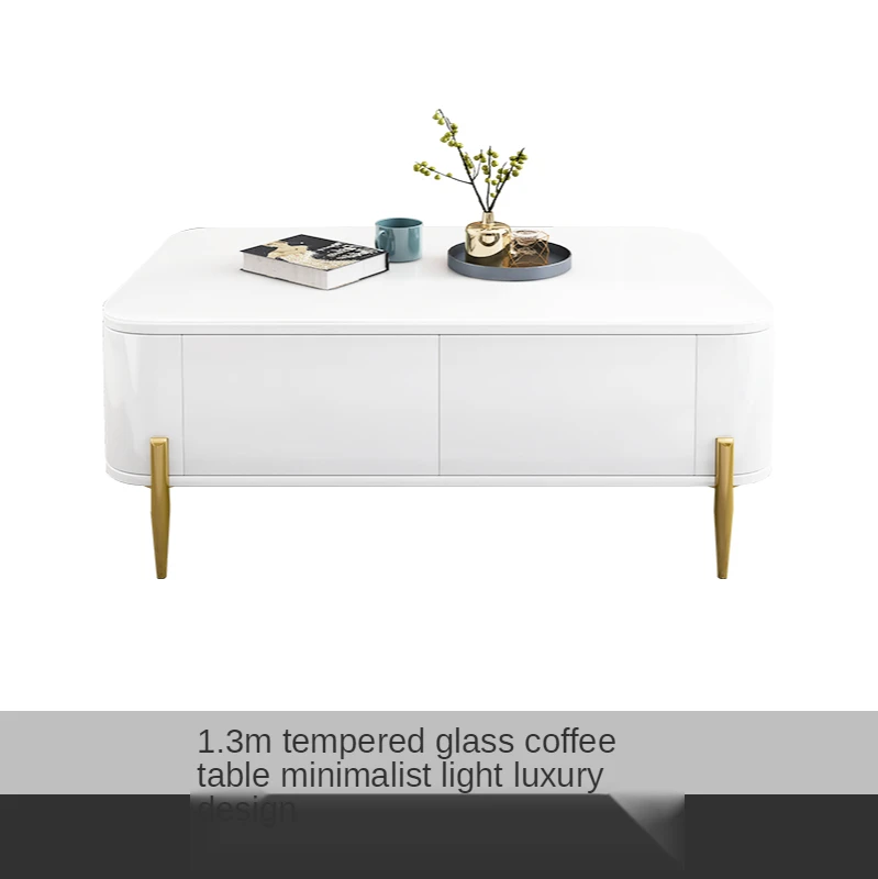 

Coffee table TV cabinet combination tempered glass paint modern minimalist living room floor cabinet furniture
