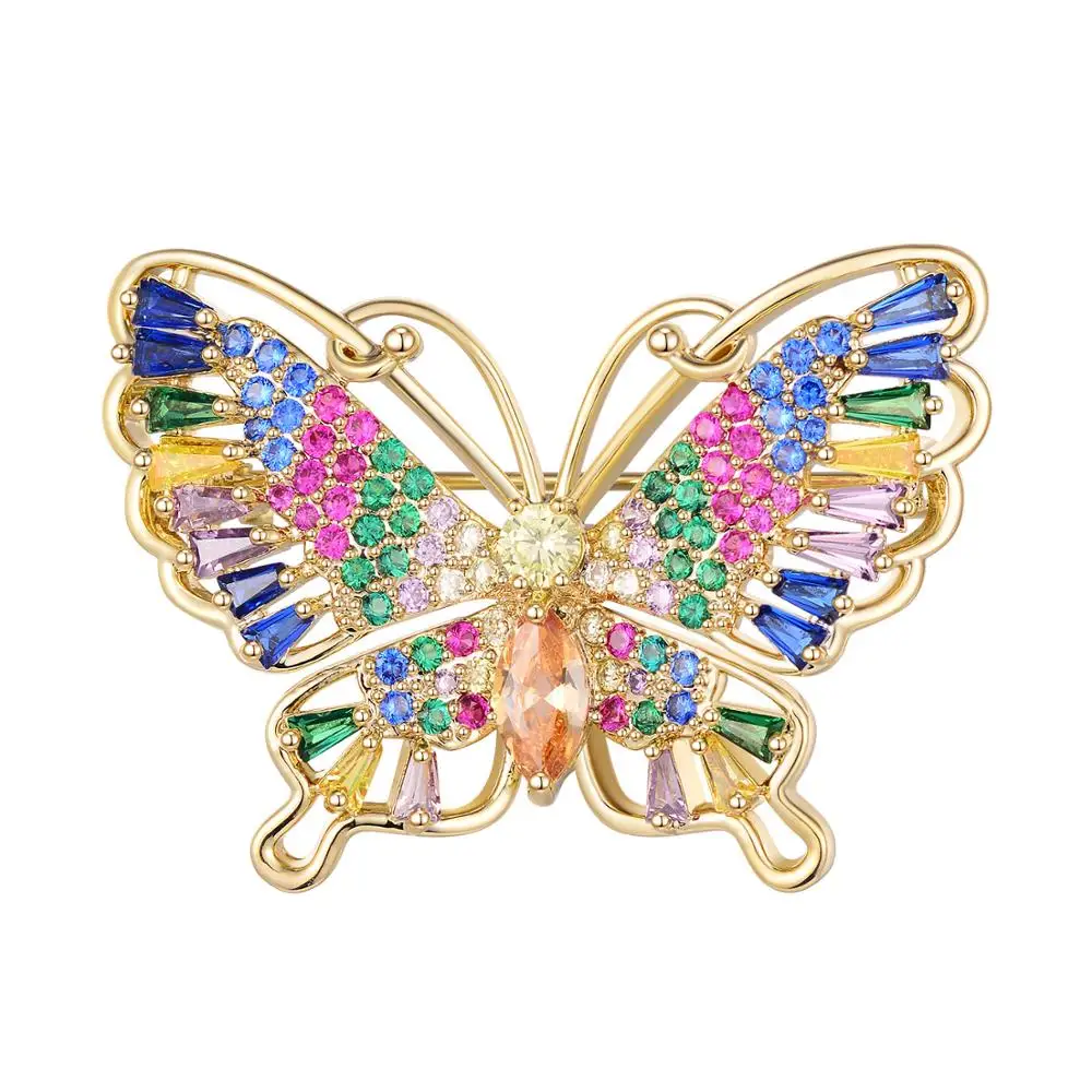 Роскошные красочные циркониевые хрустальные броши-бабочки для женщин, свадебные стразы, брошь в виде насекомых, булавки для хиджаба, шарфа