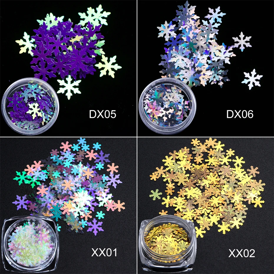 1 коробка голографические Рождественские снежинки для ногтей блестки хлопья 3D дизайн ногтей блестки лазерные AB серебряные блестки маникюрные украшения SADX/XX