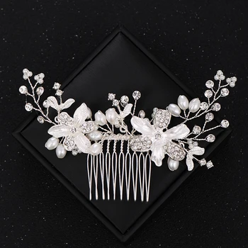 

Handmade Silver Color Pearl Wedding Hair Combs And Clips Crystal Hair Jewelry For Women Hair Combs Wedding Hair Ornaments Tiara