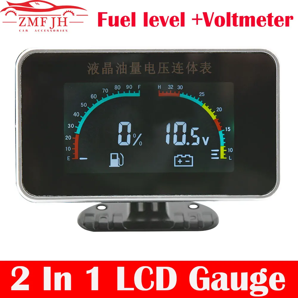 Universal 12/24V LCD Digital Gauges Voltmeter Water Temp Gauge 2 in 1 DC9-36V 