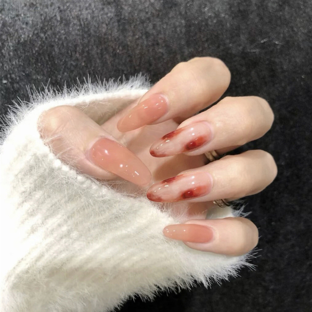 False Nail with Love Pattern Diamond Designs Long Coffin Ballerina Fake Nails Press On Nails with Glue Manicure Tool