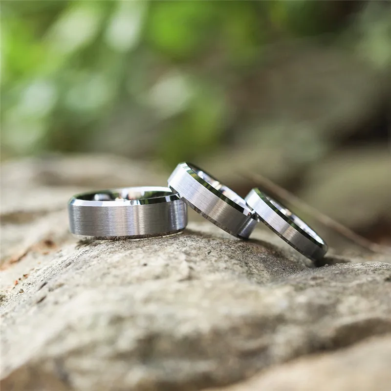 TIGRADE 4/6/8/mm Black Tungsten Carbide Ring Men Brushed Silver Color Wedding Band Women Engagement Rings For Male Jewelry 5