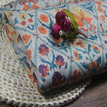 

Ethnic natural simple hemp fabric spring summer ramie printing fabric