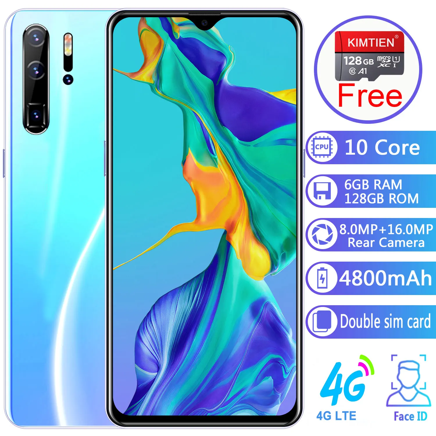 

Smartphone p30pro Cellphones 6GB+128GB 10 core Android 9.1 Fingerprint Face Unlock Dual Camera 4G Smart Mobile Cell Phone