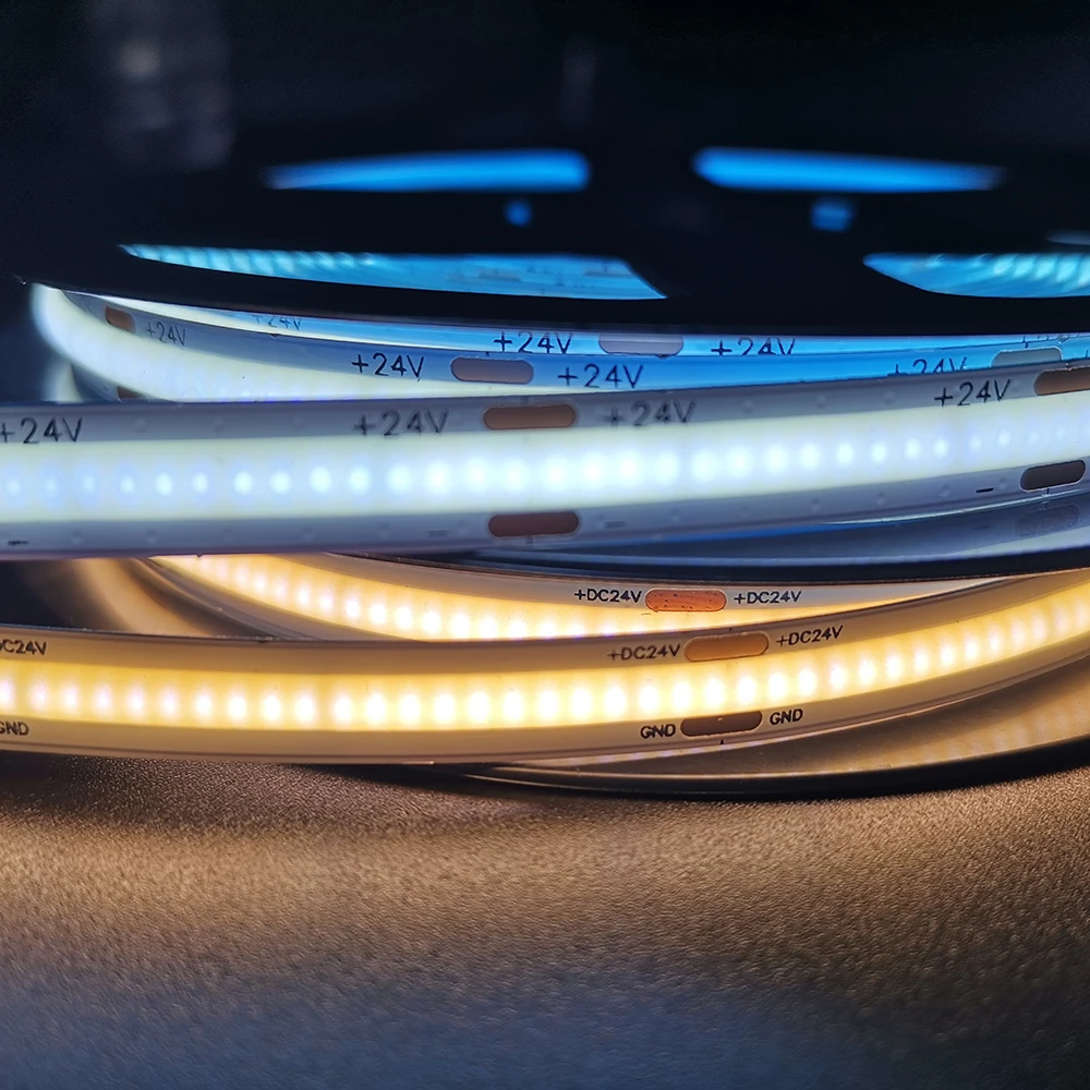 

COB LED Strip Light DC12V 512 LEDs/m High Density Flexible FOB COB Led Lights Warm/Nature/Cool White Background Decor Lighting