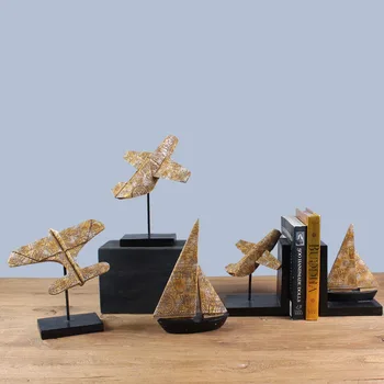 

Personality Creative Aircraft Sailing Bookend Ornament Creative Living Room Desktop Craft Home Decoration Accessories Miniature