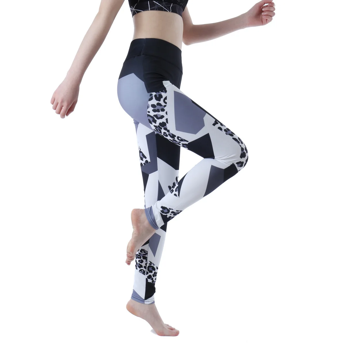 

2019 Europe And America New Style Geometry Leopord Pattern Printed Running Fitness Yoga Leggings Women's 9213