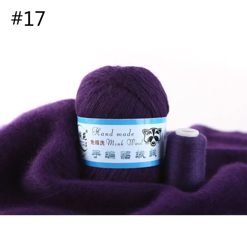 50g Soft Mink Wool Yarn Hand-knitted Luxury Cashmere Crochet Knitted Crochet Knitting Scarf M0XD - Color: 17