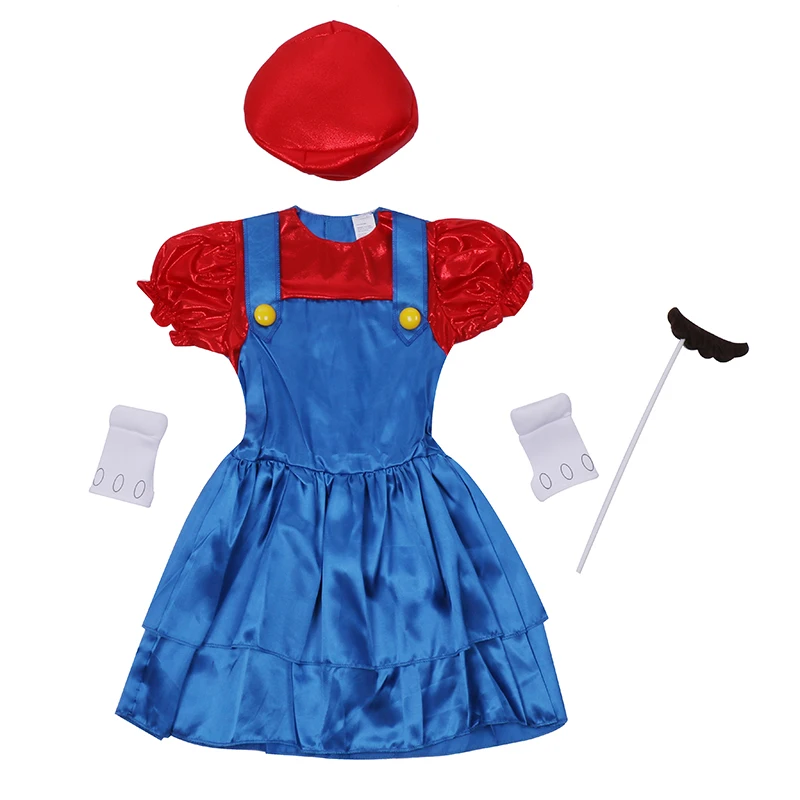 Маскарадный костюм для девочек Miss Mario костюмы косплея детский игровой набор игр