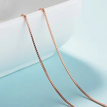 

14k Gold Necklace for Women S925 Silver Box Chain Fine Multicolor Necklace 18 inches Female Necklaces Fine Jewelry Accessories