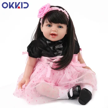 

OKKID Handmade Silicone Adorable Lifelike Toddler Baby Bonecas Girl Kid Soft Body Bebe Doll 55CM Toys Reborn Menina Doll Gifts