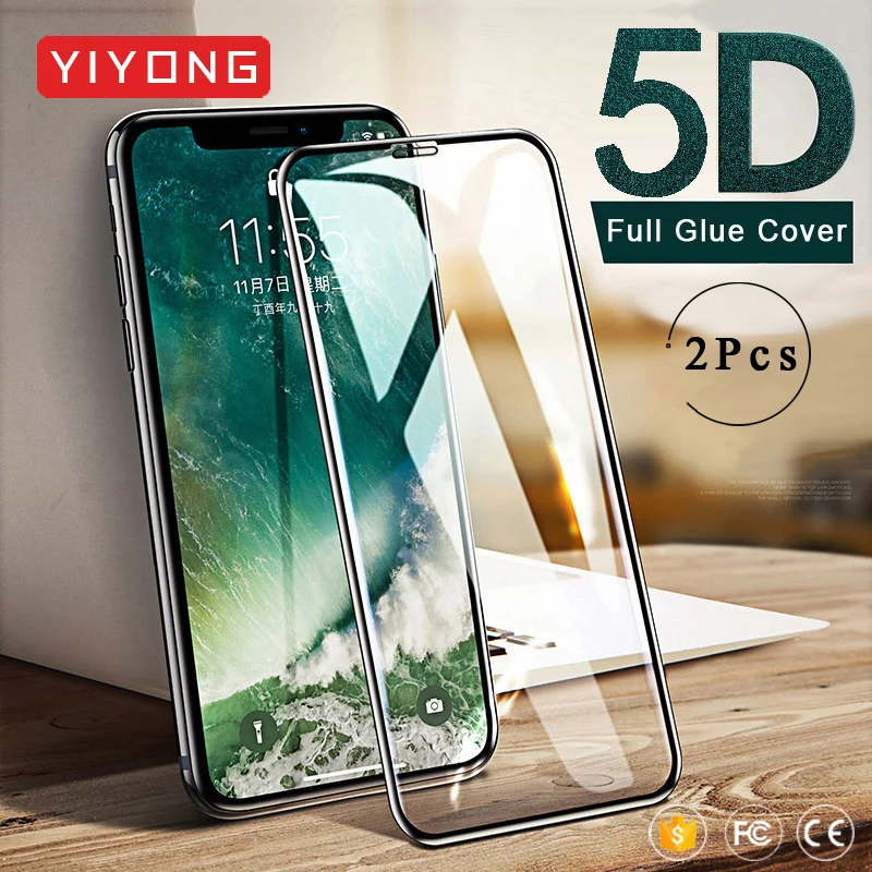 YIYONG полное покрытие из закаленного стекла для iPhone X XR XS Max полный клей 5D HD анти