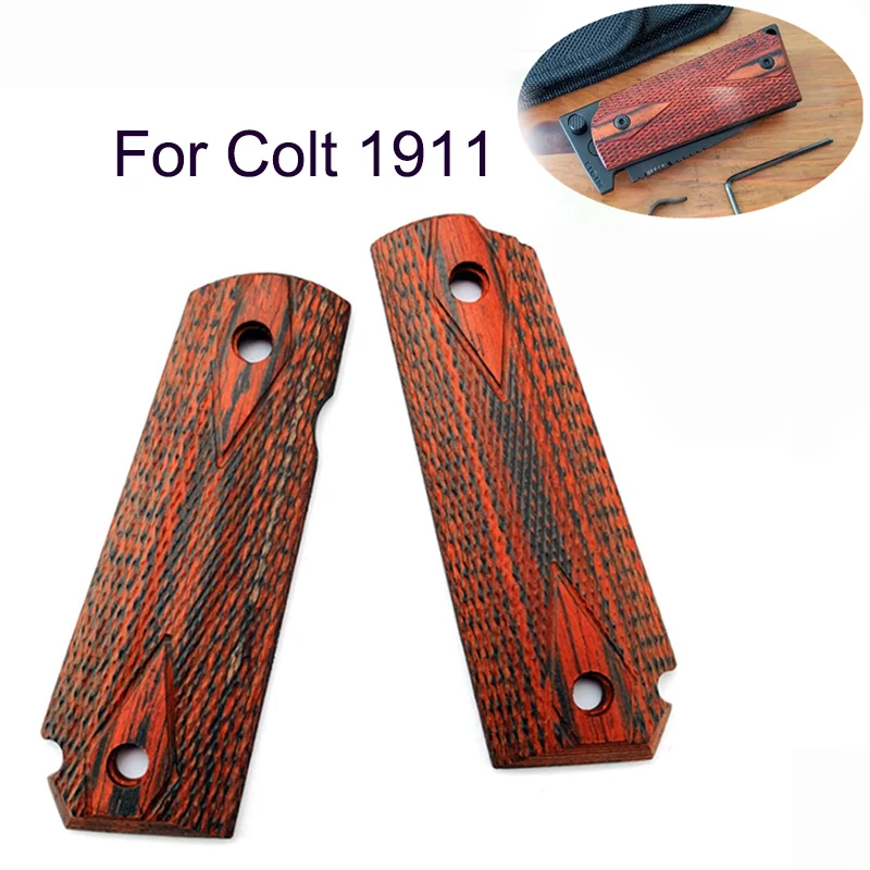 

1 Pair Rosewood Hand Grips Patch Material Anti-slip DIY Handles Scaled slabs blanks For 1911 Models