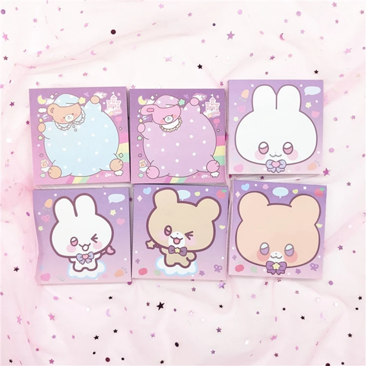60 Sheets Kawaii Rabbit Bear Series Memo Pad Paper Sticky Notes Cute Notepad Escolar Japanese Stationery School Supply Kids Gift