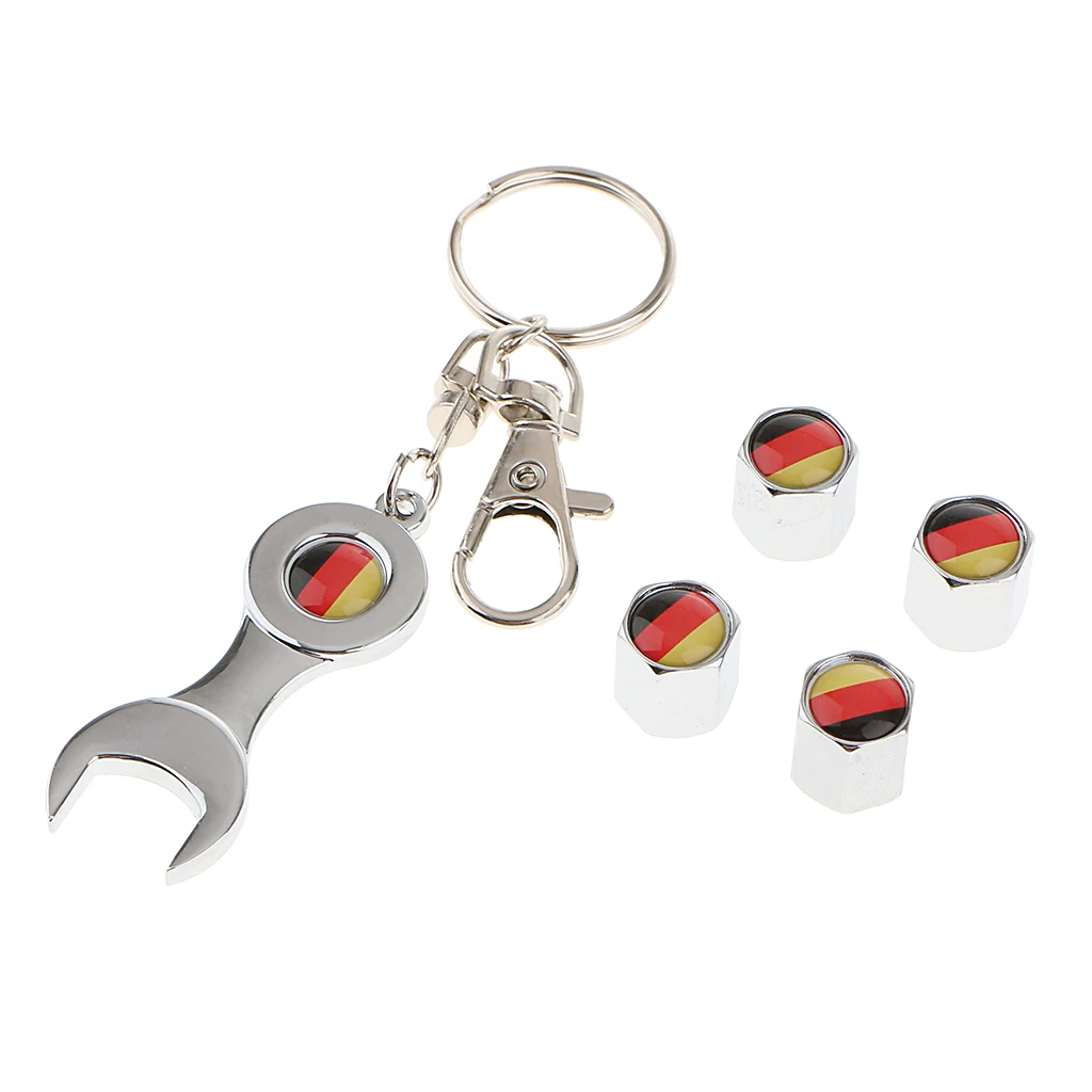 Car Wheel Tire Tyre Valve Stems Caps Air Cover +Wrench Keychain For BMW