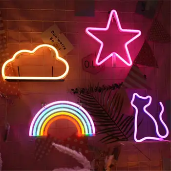 

Wall Hanging Rainbow Neon Light Bedroom Decoration Modeling Lamp Creative Night Light Luces Led Led Strip Led Lights Lamp