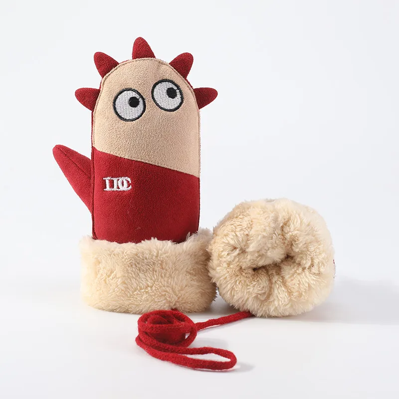 Теплые утепленные варежки с милым мультяшным принтом, зимние лыжные перчатки, ветрозащитные перчатки из хлопка, мягкие детские перчатки