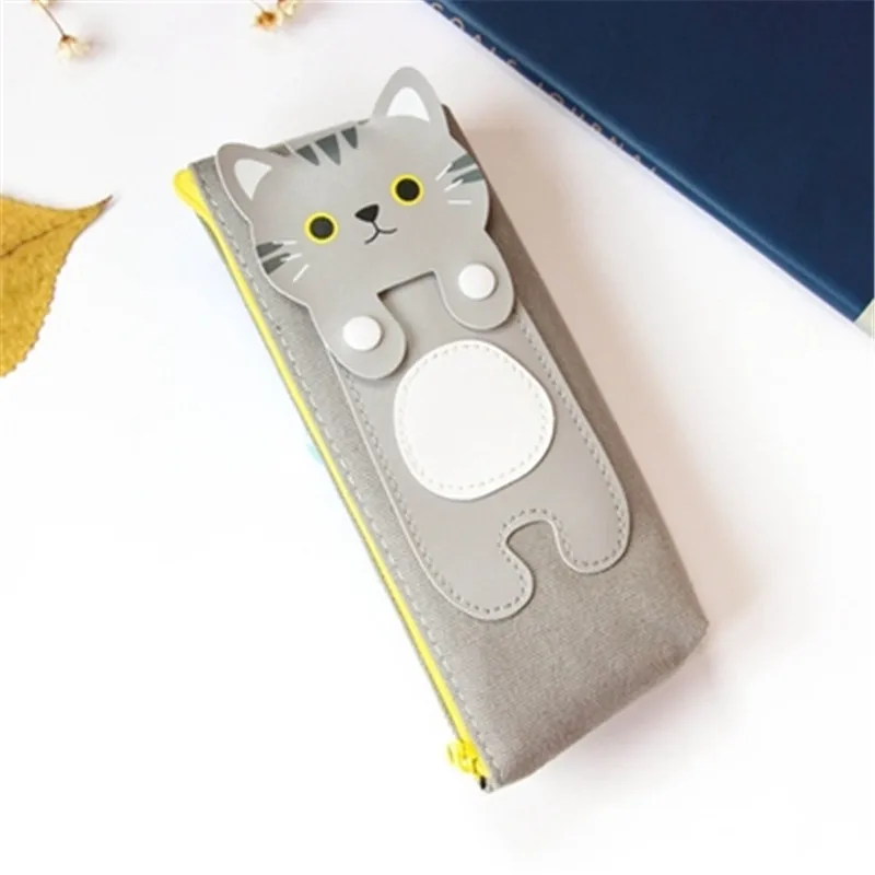 Kawaii Cute Cat Canvas Pencil Case Storage Organizer Pen Bags Pencilcase Pouch School Supply Stationery Cosmetic Makeup Bag Gift (55)
