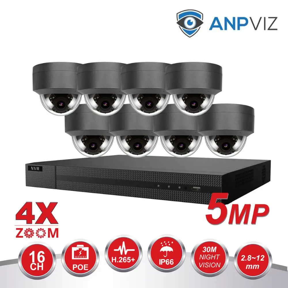 16ch купольная IP камера комплект 4K POE NVR 8/10/12/16 шт 5MP 4X Zoom безопасности ip-камеры Vari-Focus 2