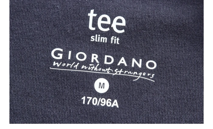 Giordano Мужская толстая футболка мужские ребристые футболки с округлым вырезом качество Coton Осень Зима Футболка Мужская Slim Fit Camisas 01029785