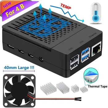 

iUniker Raspberry Pi 4 Fan ABS Case with Cooling Heatsink 40mm Quiet Fan Simple Removable Top Cover for Pi 4 Model B/ 4B