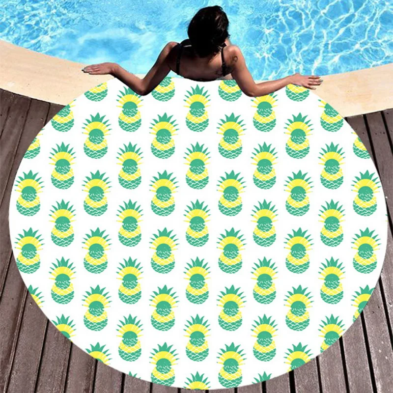 Boho Beach Towels Printed Tropical Plants Beach Towel Microfiber Round Fabric Bath Towels For Living Room Home Decorative
