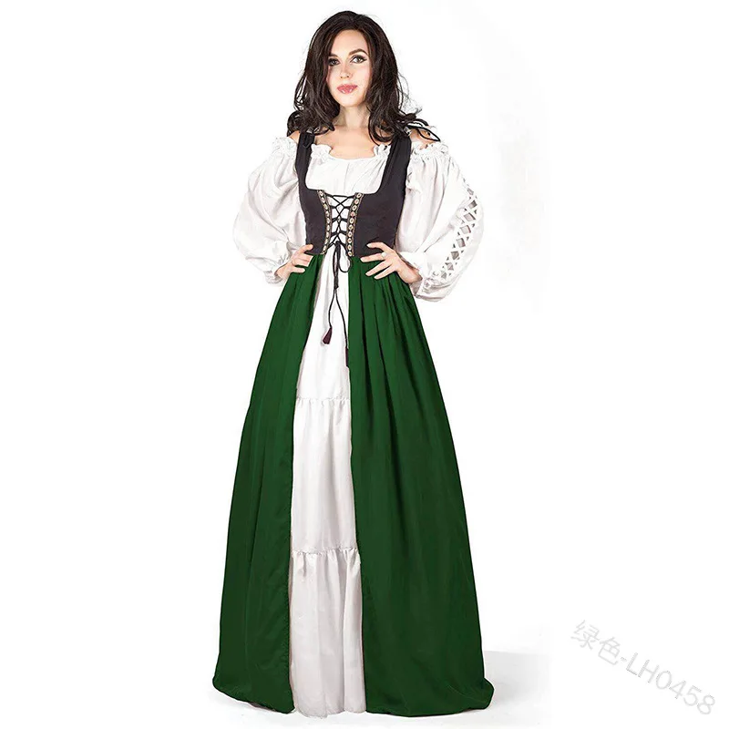 xxxxxl plus size Plus Size Vintage Style Women Bandage Loose Dress Cosplay Custome Long Maxi Sleeved Stage |