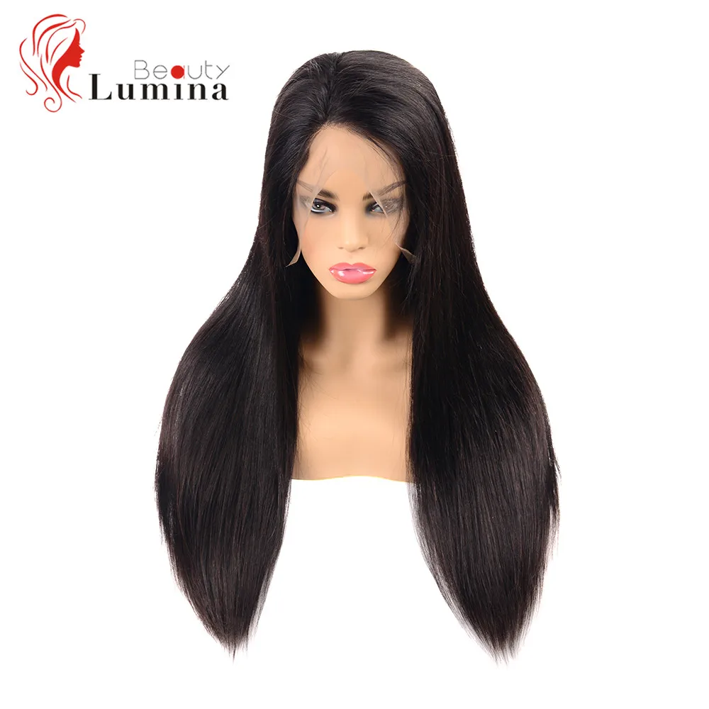 Полный парик шнурка человеческие волосы бразильские кружевные передние парики с детскими волосами 180% Плотность прямые кружевные передние парики предварительно сорванные натуральные волосы