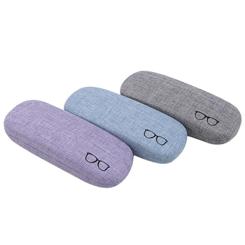

Portable Glasses Eyewear Box Case Bags Metal Linen Display Solid Color Fashion Glasses Protective Organizer