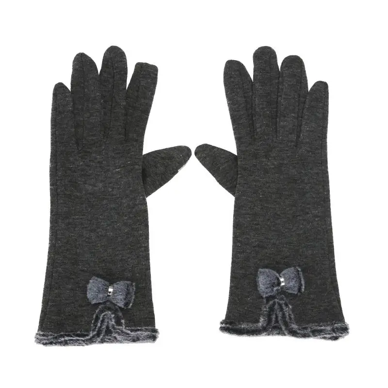Women Femme Touch Screen Warm Glove Fashion Gants Mittens Sheep Wool Winter Female Women Glove Bowknot Wrist Soft Glove