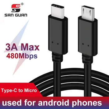 

1m USB micro to USBC Charge data cable Micro USB 3A max for Samsung Note 9 charge USB C to Micro B