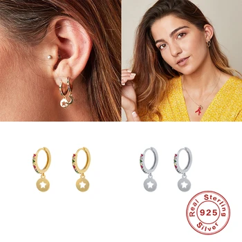 

100% Authentic925 Sterling Silver Hoop Earrings For Women Pendant Earrings Pendientes Birthday Present brinco Wedding jewelry