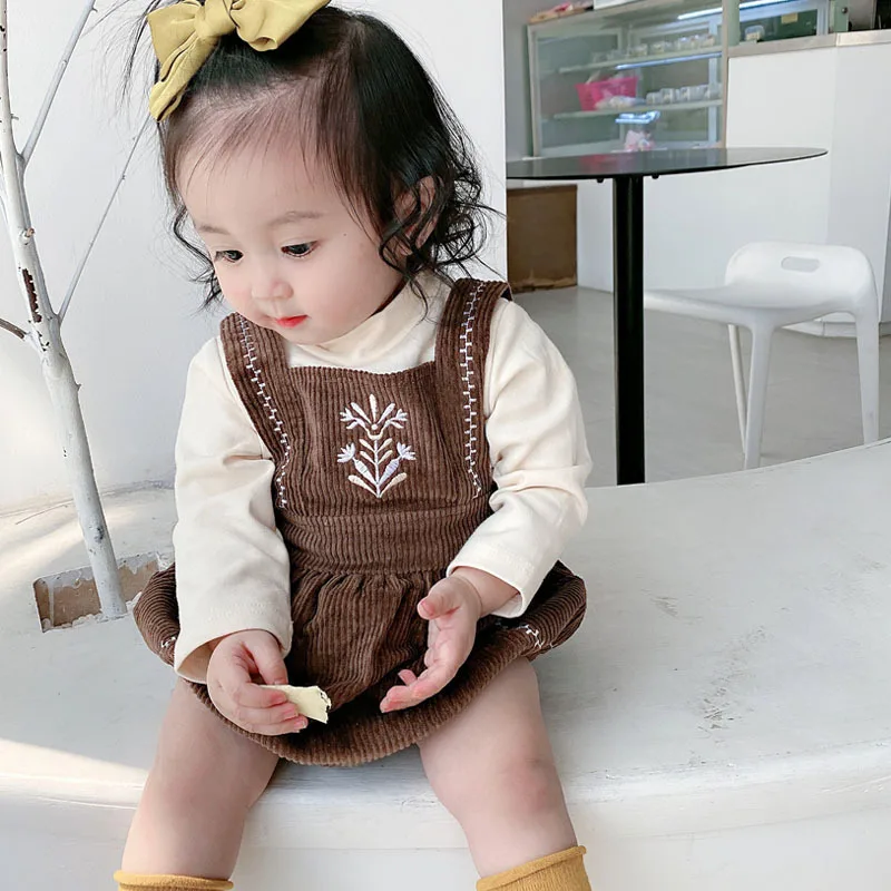 Toddler Baby Girls Clothing Sets Newborn Infant Embroidery Overalls + T-shirt Outfits Spring Baby Boys Jumpsuit 2pcs Clothes Set