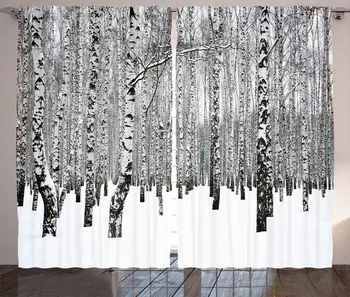 

Winter Curtains Winter Birch Grove in The Forest with Leafless Tree Branches Scenic Nature Image Living Room Bedroom Window Drap