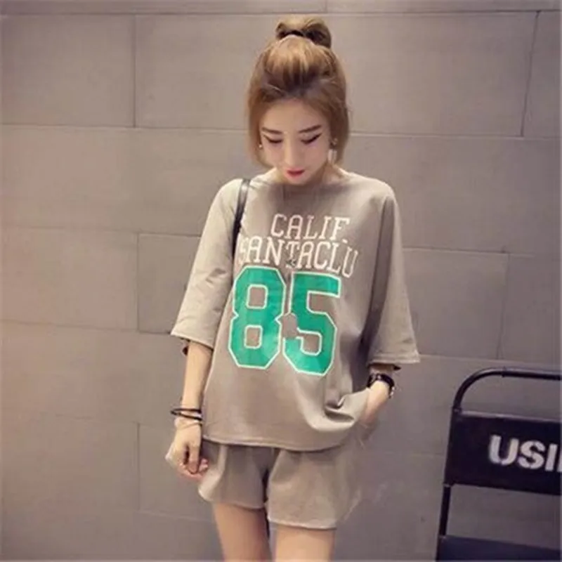 

Pajama women's summer short sleeve loose home clothes thin Korean version simple Pajama female student leisure large size set