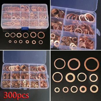 

300pcs M5-M20 Copper Washer Gasket Set Seal Assortment Kit Box Packaged Hardware Nails, Screws & Fasteners