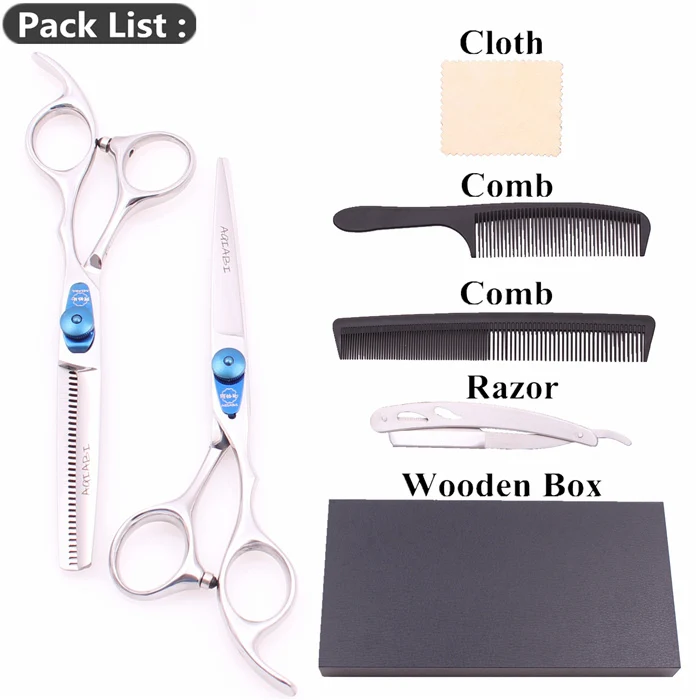 Hair Scissors 6" JP 440C AQIABI Brand Hair Cutting Scissors Thinning Shears Barber Shears Hairdressing Scissors Anti-Tooth A1115 - Цвет: A1115N Lan D-D1 6H
