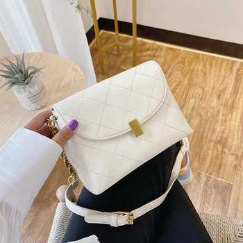 

Leisure Lattice Simple Small PU Leather Crossbody Bags For Women 2020 Summer Solid Color Shoulder Handbags And Purses Tote Bag