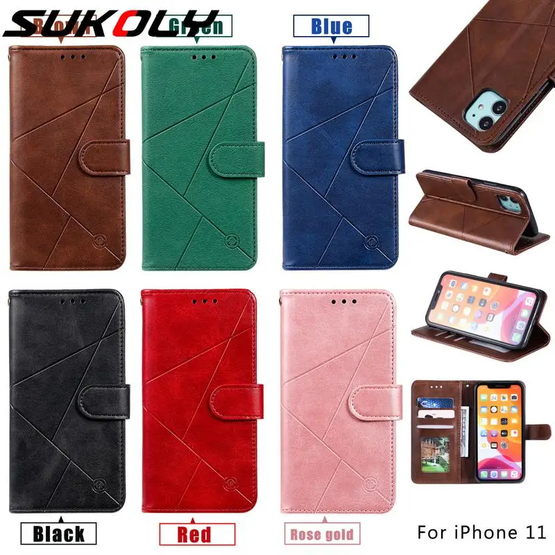 Винтажный чехол книжка с геометрическим рисунком для iPhone 12 Mini 11 Pro Max XS XR X 10 6 6s 7 8 Plus