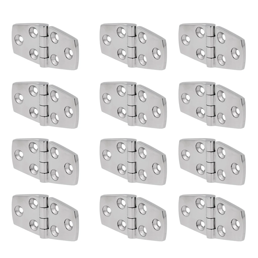 12 Pieces Durable 316 Marine Stainless Steel Casting Strap Hinge Door Hinge for Boat Yacht RV