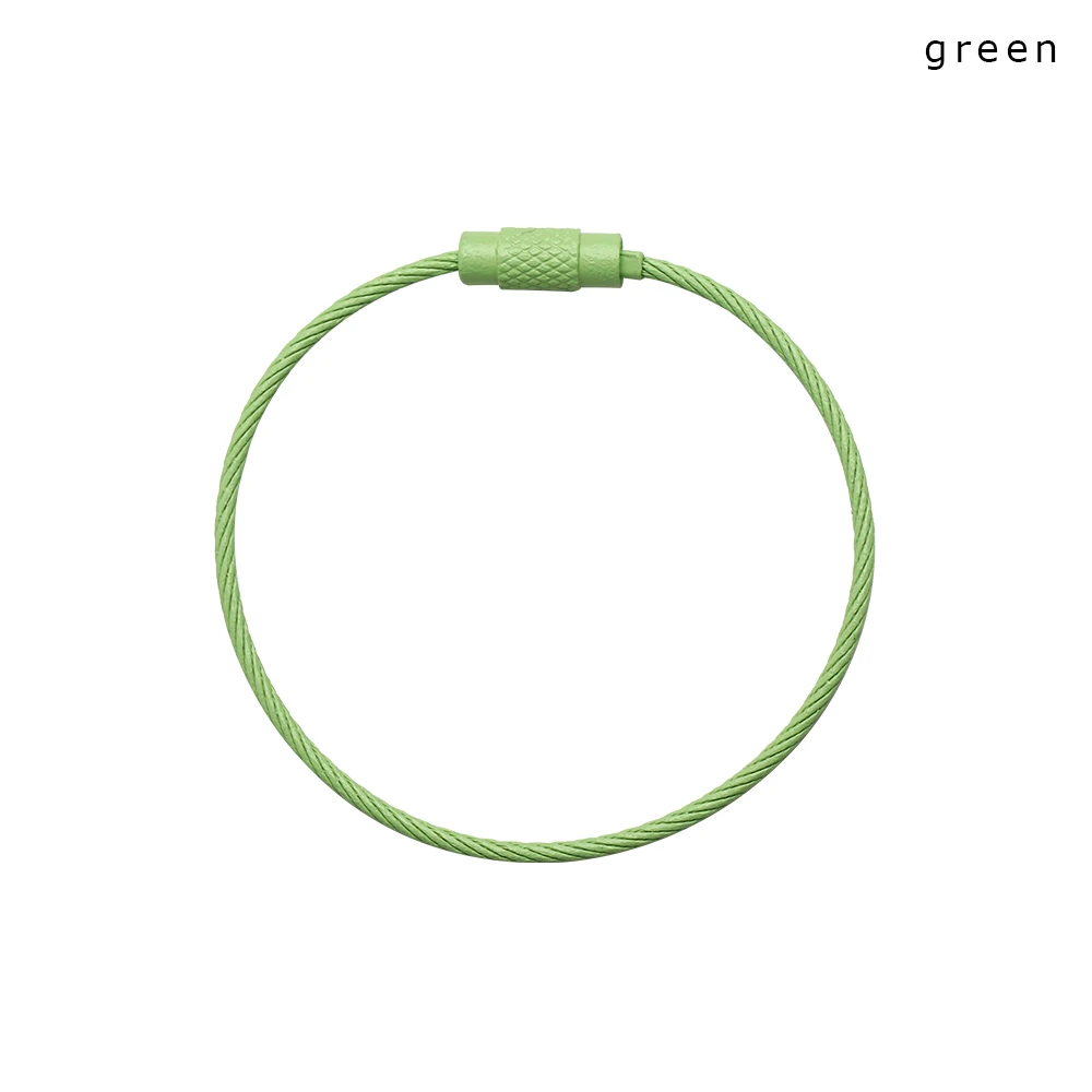 green 10 шт., школьные канцелярские принадлежности, офисные принадлежности, ключ, проволока из нержавеющей стали, брелок, кабель, кольцо для ключей для наружного туризма, инструмент, новые настольные наборы - Цвет: green