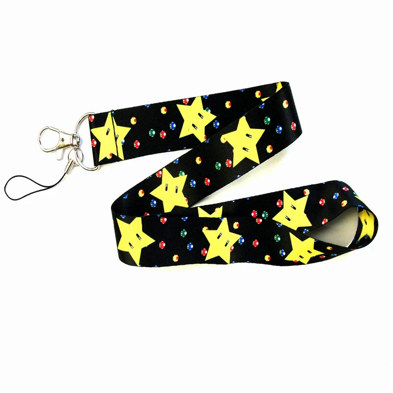 New cartoon pattern neck lanyard keychain ID card gym mobile phone belt USB badge clip DIY sling