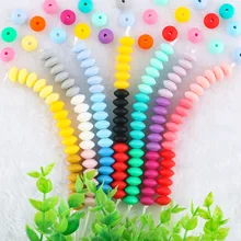 Kovict — Anneau de dentition en silicone, 50 pièces par lot de lentilles pour bébé, Abacus 12mm, anneau de dentition avec chaîne attache sucette DIY 
