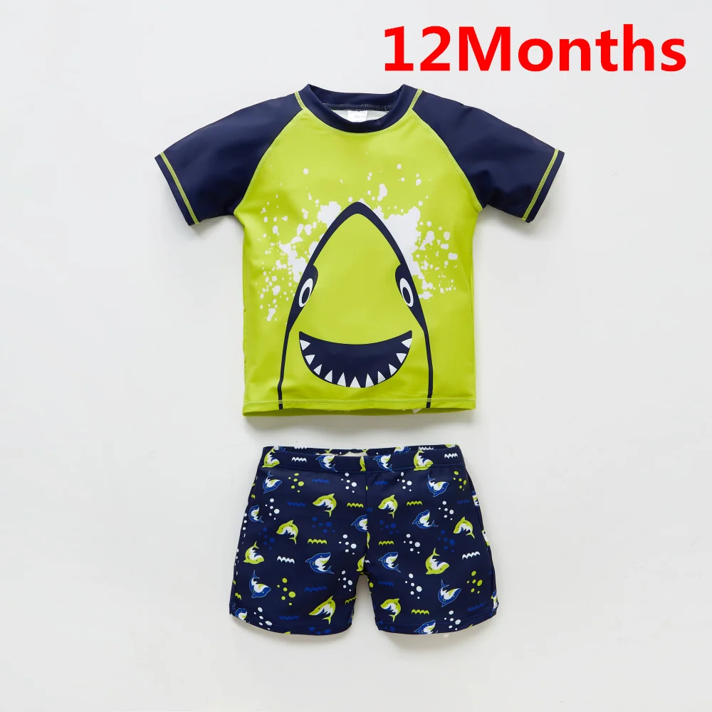 12Months Honeyzone/детская одежда для плавания для мальчиков; купальный костюм для маленьких мальчиков с рисунком акулы; пляжная одежда; детский купальный костюм с рисунком рыбы - Цвет: 12Months