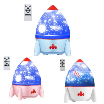 

Children's Bluetooth Music Night Light Projector, 360 Degree Rotating LED Light with Remote Control Sleep Light