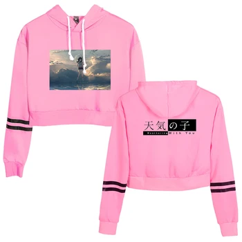 

Weathering with you print Popular Fashion hip hop Street Bodycon cute Navel Hoodies Sweatshirt Casual cool Pullovers Sweatshirt